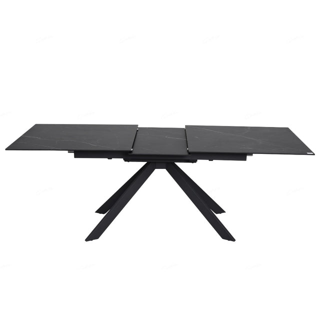 Rossa Modern Black Stone Ceramic Extending Dining Table 180cm-225cm