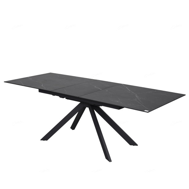 Rossa Modern Black Stone Ceramic Extending Dining Table 180cm-225cm