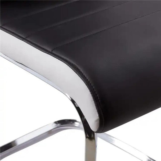 Modern-Black-_-White-Horizontal-Stitched-Faux-Leather-Dining-Chairs-With-Chrome-Metal-Cantilever-Base-Set-of-4