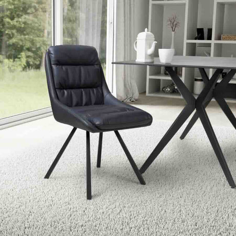 Modern-Blue-Leather-Swivel-Dining-Chair-Black-Metal-Legs-Set-of-2