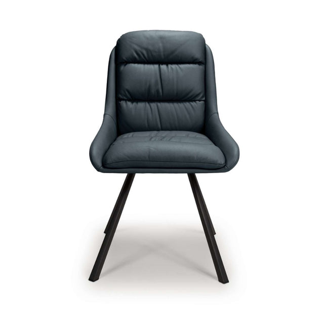 Modern-Blue-Leather-Swivel-Dining-Chair-Black-Metal-Legs-Set