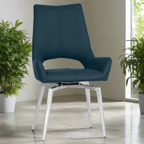 Modern-Blue-PU-Leather-Swivel-Dining-Chair-Metal-Legs-Set-of-2