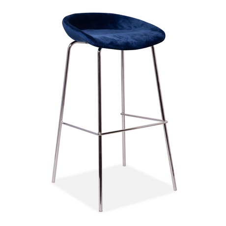    Modern-Blue-Velvet-Backless-Dining-Stool-Silver-Metal-Legs-Set-of-2