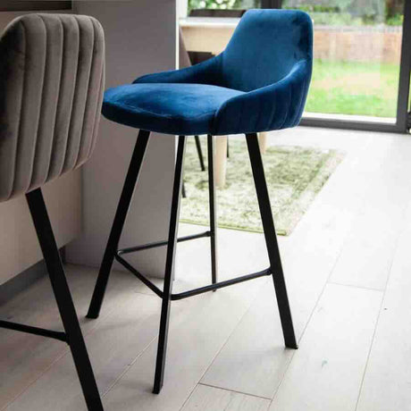 Modern-Blue-Velvet-Bar-Stool-Black-Metal-Legs