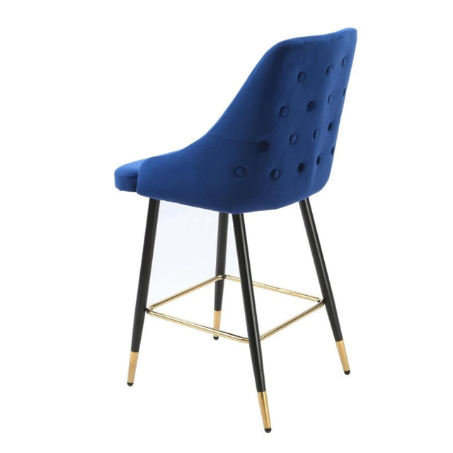 Modern-Blue-Velvet-Buttoned-Back-Bar-Stool-With-Black-Metal-Legs-&-Gold-Tips