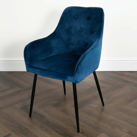 Modern-Blue-Velvet-Buttoned-Back-Dining-Chair-With-Black-Metal-Legs