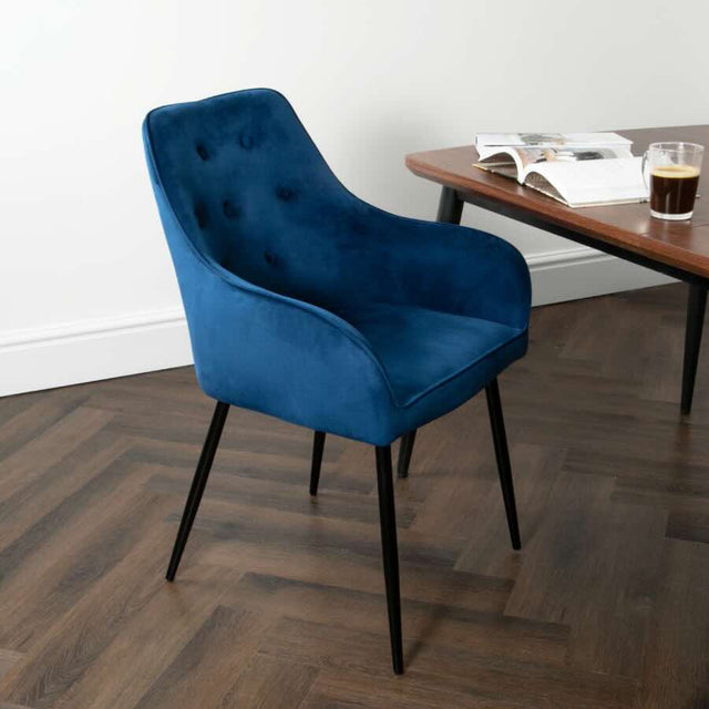 Modern-Blue-Velvet-Buttoned-Back-Dining-Chair-With-Black-Metal-Legs