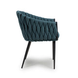 Modern-Blue-Weave-Braided-Dining-Chair-Black-Metal-Legs-Set-of-2