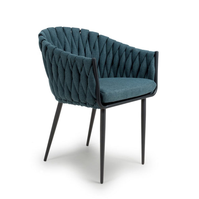 Modern-Blue-Weave-Braided-Dining-Chair-Black-Metal-Legs-Set-of-2