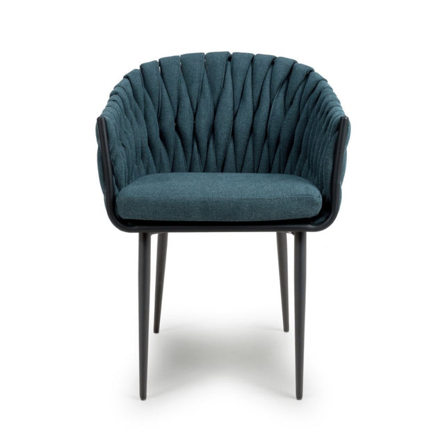 Modern-Blue-Weave-Braided-Dining-Chair-Black-Metal-Legs-Set-of-2