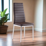 Modern-Brown-Faux-Leather-Horizontal-Stitched-Dining-Chair-With-Chrome-Metal-Legs-Set-of-6