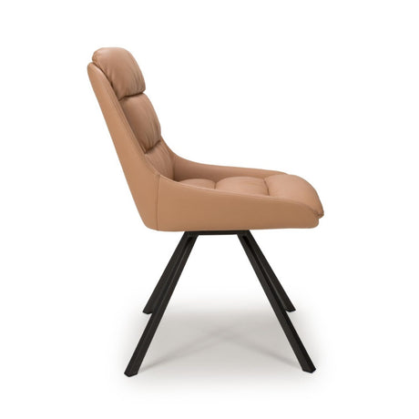 Modern-Brown-Leather-Swivel-Dining-Chair-Black-Metal-Legs