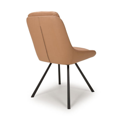 Modern-Brown-Leather-Swivel-Dining-Chair-Black-Metal-Legs