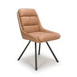 Modern-Brown-Leather-Swivel-Dining-Chair-Black-Metal-Legs