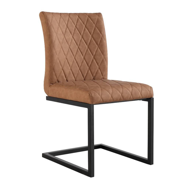 Modern-Brown-PU-Leather-Dining-Chair-Cantilever-Base-Set-of-2