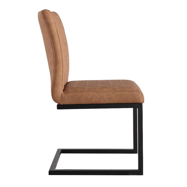 Modern-Brown-PU-Leather-Dining-Chair-Cantilever-Base-Set-of-2