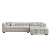 Modern-Cream-Boucle-Corner-Sofa-With-Block-Stitching-4-Seater