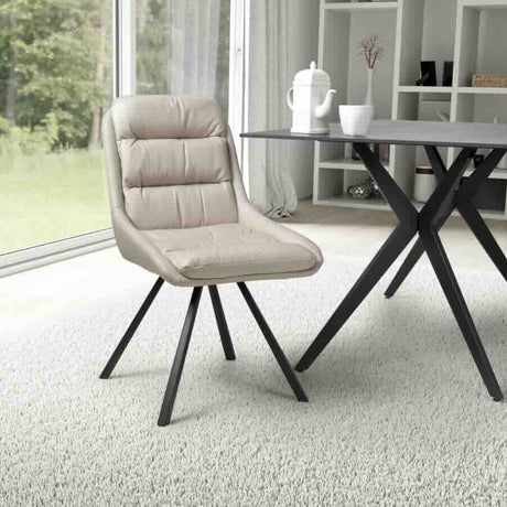 Modern-Cream-Leather-Swivel-Dining-Chair-Black-Metal-Legs-Set-of-2