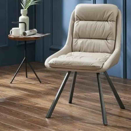 Modern-Cream-Leather-Swivel-Dining-Chair-Black-Metal-Legs-Set-of-2