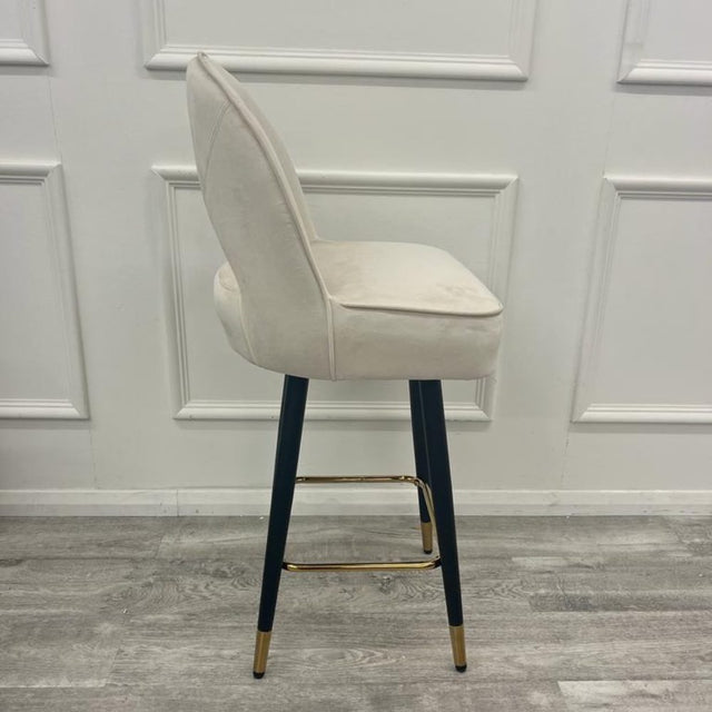 Modern-Cream-Velvet-Bar-Stool-Black-Metal-Legs-Gold-Tipped