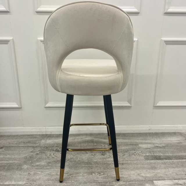 Modern-Cream-Velvet-Bar-Stool-Black-Metal-Legs-Gold-Tipped