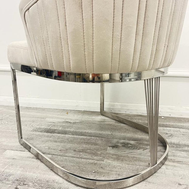 Modern-Cream-Velvet-Dining-Chair-Cantilever-Metal-Base-Vertical-Stitched-Set-of-2