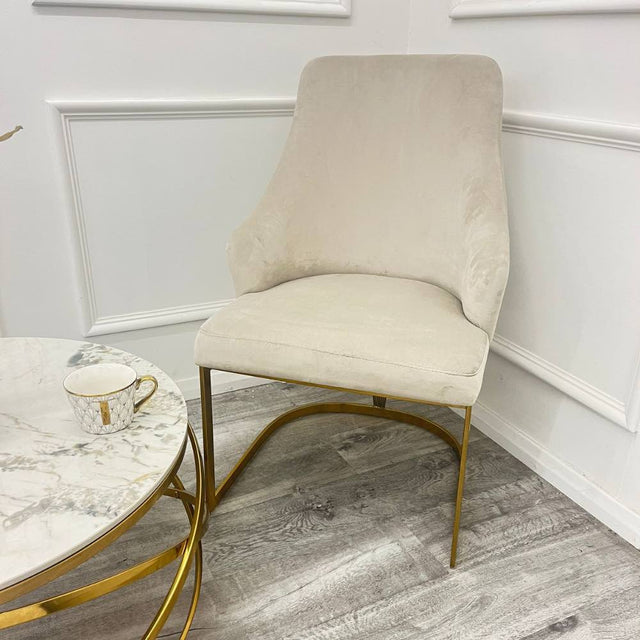 Modern-Cream-Velvet-Dining-Chair-Cantilever-Metal-Gold-Base-Vertical-Stitched-Set-of-2