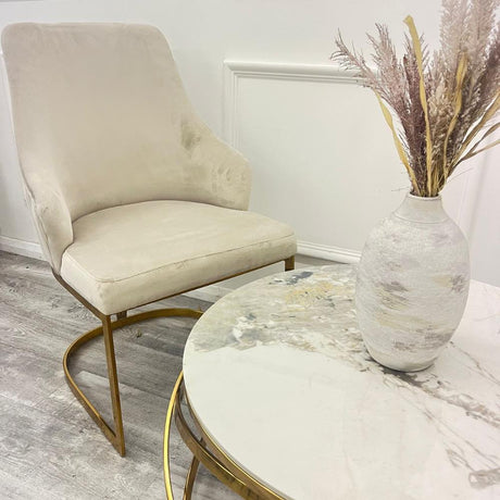 Modern-Cream-Velvet-Dining-Chair-Cantilever-Metal-Gold-Base-Vertical-Stitched-Set-of-2