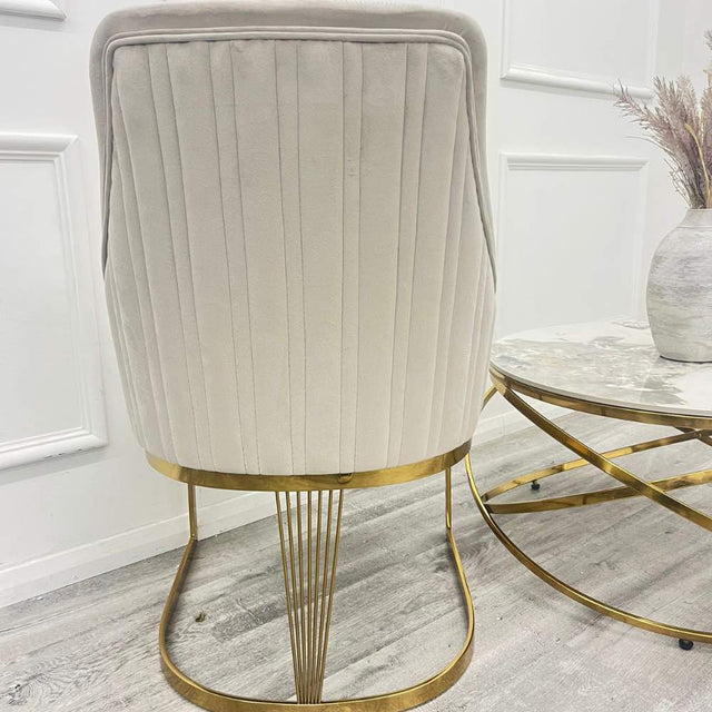 Modern-Cream-Velvet-Dining-Chair-Cantilever-Metal-Gold-Base-Vertical-Stitched-Set-of-2