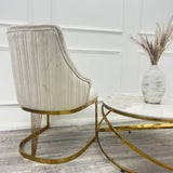 Modern-Cream-Velvet-Dining-Chair-Cantilever-Metal-Gold-Base-Vertical-Stitched-Set-of-2