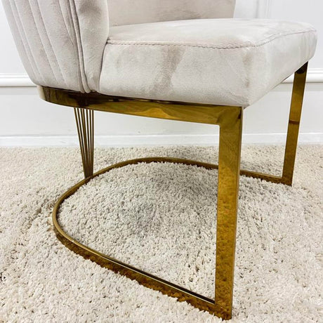 Modern-Cream-Velvet-Dining-Chair-Cantilever-Metal-Gold-Base-Vertical-Stitched-Set-of-2