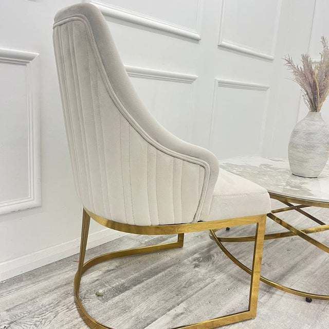 Modern-Cream-Velvet-Dining-Chair-Cantilever-Metal-Gold-Base-Vertical-Stitched-Set-of-2