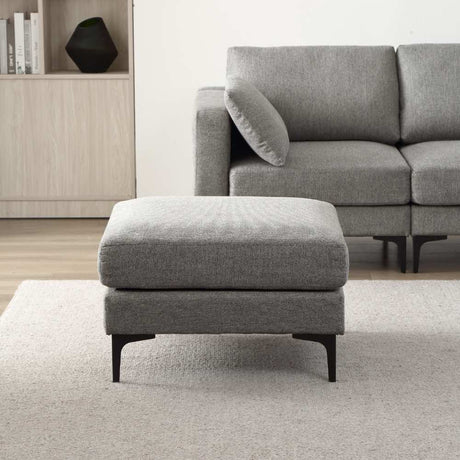 Modern-Dark-Grey-Fabric-3-Seater-Sofa-200cm With Ottoman