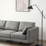 Modern-Dark-Grey-Fabric-3-Seater-Sofa-200cm With Ottoman