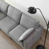 Modern-Dark-Grey-Fabric-3-Seater-Sofa-200cm With Ottoman