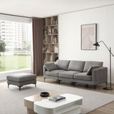 Modern-Dark-Grey-Fabric-3-Seater-Sofa-200cm With Ottoman