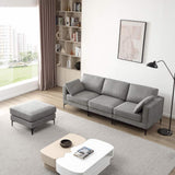 Modern-Dark-Grey-Fabric-3-Seater-Sofa-200cm With Ottoman