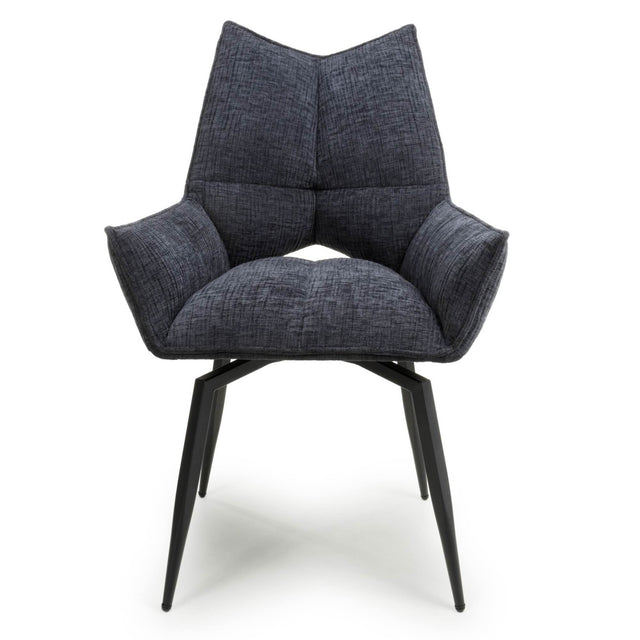 Atticus Modern Dark Grey Fabric Swivel Dining Chairs Set of 2