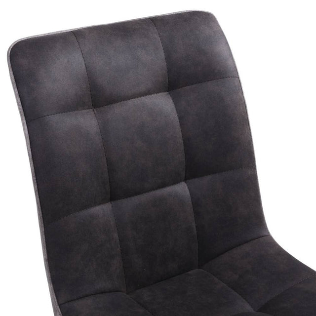 Modern-Dark-Grey-Suede-Two-Tone-Waffle-Stitch-Dining-Chairs-Black-Metal-Legs-Set-of-2