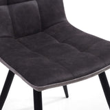 Modern-Dark-Grey-Suede-Two-Tone-Waffle-Stitch-Dining-Chairs-Black-Metal-Legs-Set-of-2