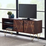 Tropez Industrial Dark Mango Wood And Gold TV Stand With Storage