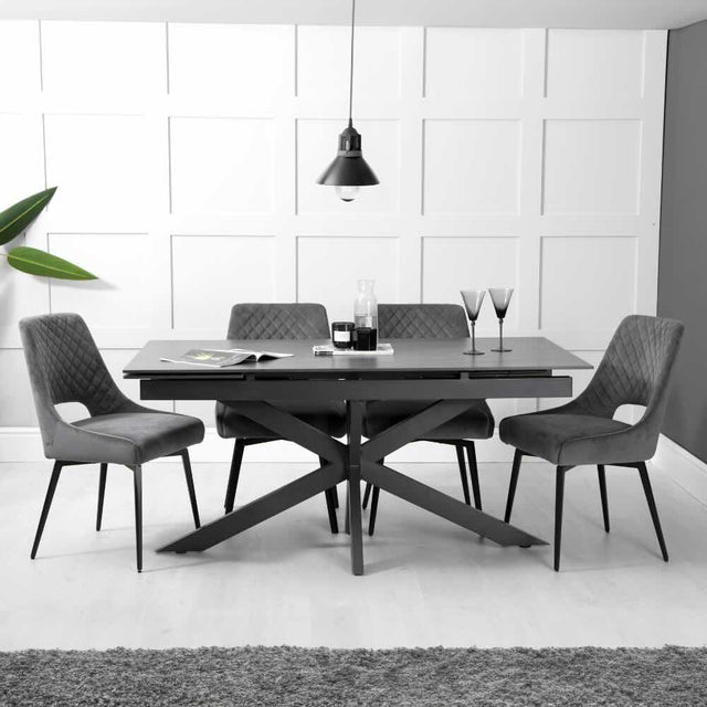 Odessa Modern 10 Seater Rectangular Grey Stone Extending Dining Table 160cm-240cm