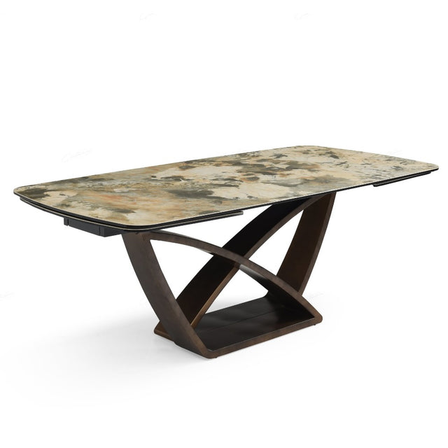 Lavish Modern Brown Stone Ceramic Extending Dining Table 200cm-300cm 