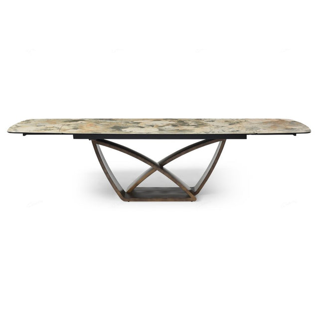 Lavish Modern Brown Stone Ceramic Extending Dining Table 200cm-300cm 