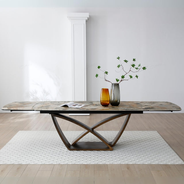 Lavish Modern Brown Stone Ceramic Extending Dining Table 200cm-300cm 