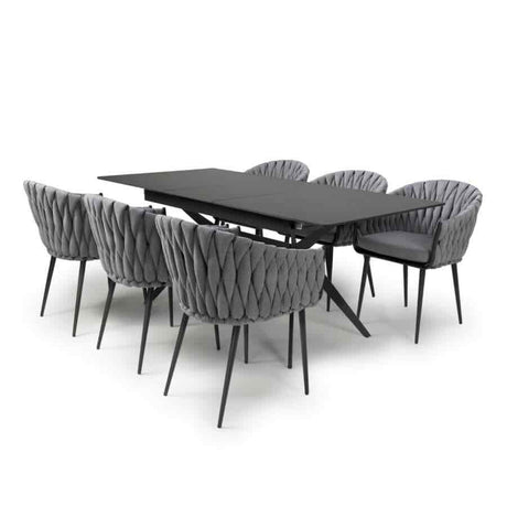 Modern-Extending-Rectangular-Black-Stone-Dining-Table-And-6-Grey-Fabric-Hand-Braided-Dining-Chairs-Kitchen-Table-Set-140cm-180cm