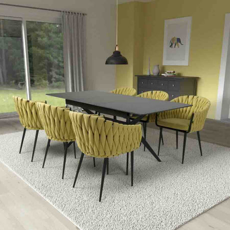 Modern-Extending-Rectangular-Black-Stone-Dining-Table-And-6-Yellow-Fabric-Hand-Braided-Dining-Chairs-Kitchen-Table-Set-140cm-180cm