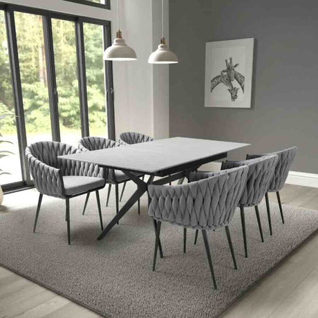 Modern-Extending-Rectangular-Grey-Stone-Dining-Table-And-6-Grey-Fabric-Hand-Braided-Dining-Chairs-Kitchen-Table-Set-140cm-180cm