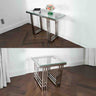 Modern-Glass-Console-Table-_-Side-Table-Set-With-Metal-Striated-Base