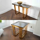 Modern-Glass-Console-Table-_-Side-Table-Set-With-Metal-Striated-Base